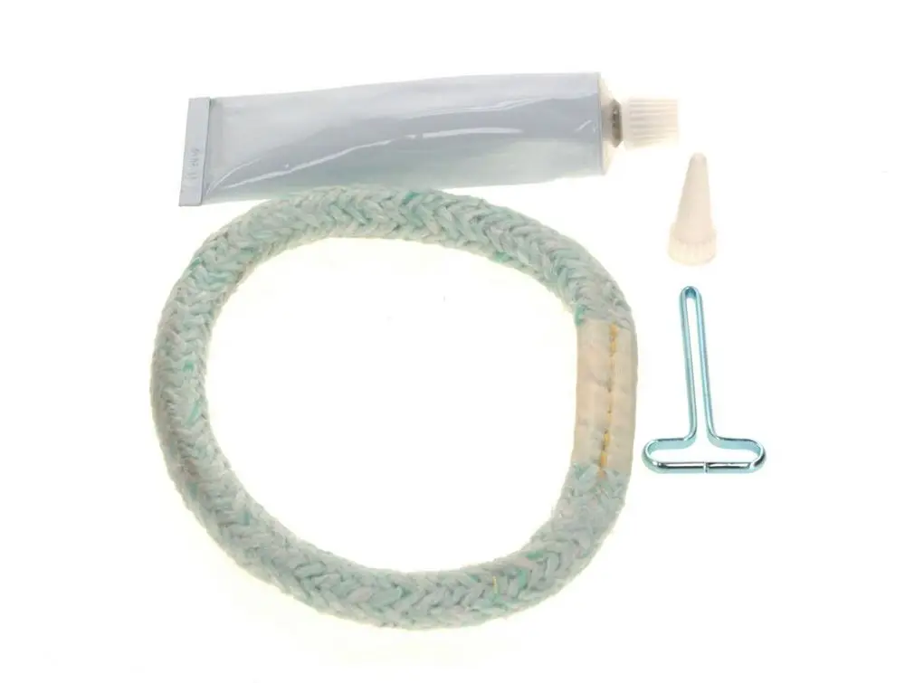 Produktbestandteile bestehen aus einem geflochtenen Ring, einer Tube, einem Aufsatz und einem kleinen metallischen Werkzeug. Alle Teile sind für Anwendungen von Bosch geeignet.